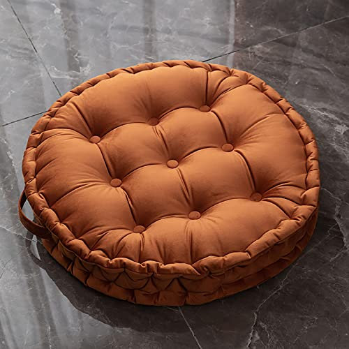 BK&MF Solide quadratische Samtstuhlpolster weich bequem Dickes Esszimmer Tatami Meditation Futon für Küchensofa Büroraumdekoration,Orange,23.6x23.6x3.9inch