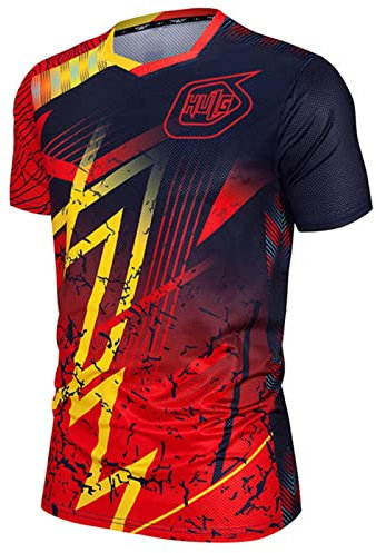 Men's MTB T-Shirts| MTB Mountainbike 100% Hochwertiges Polyestergewebe | Atmungsaktives Material, Schnell Trocknend, Antibakteriell (Color-04,4XL)