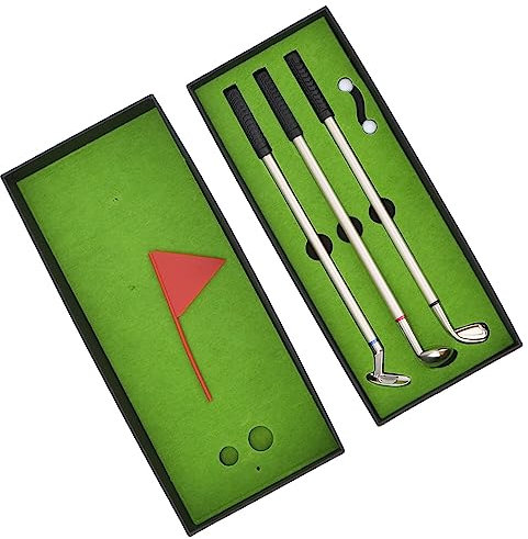 Golf Pen Gifts for Men Women Adults, Golf Pen Set Mini Desk Games Box Green Driving Range with Golf Club Pens Balls Flag Gift Desktop Decor Christmas Stocking Stuffers Office Gadgets Desk Decor