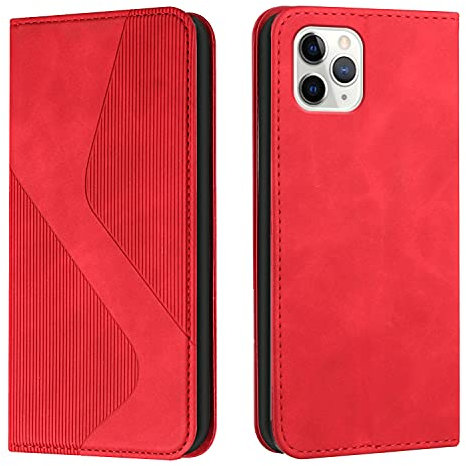 NEXCURIO Custodia a Libro Cover Portafoglio per Apple iPhone 11 Pro Max Book Flip Case in Pelle con Tasca Porta Carte Supporto Antiurto - Rosso