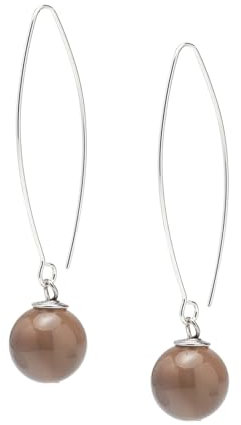 Handgefertigte Damen Ohrringe aus 925 Sterling Silber mit Natürlichen Edelsteinen - 12mm Kugel-Perlen Grün, Rot, Rosa, Lila, Weiß - Elegante Tropfen-Ohrringe (Grauer Achat)