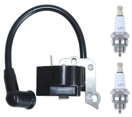 Zündspule für FS38 FS45 FS46 FS55 FC55 HL45 KM55 Freischneider und Motorsense, ADEFOL Zündspulenmodul mit 2 Zündkerze Langlebiges Zubehör Rasenmäher Ersatzteile Zündspule-Modul 4140 400 1300