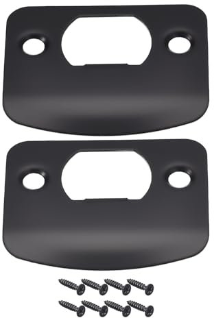 sourcing map Door Strike Plate, 2Pcs 57mm x 45mm 201 Stainless Steel Latch Deadbolt Strike Plate for Door Frame Door Jamb, Black