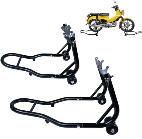 YRHome 2 pezzi supporto moto anteriore + posteriore sollevatore moto cavalletto moto con 4 ruote sollevatore moto
