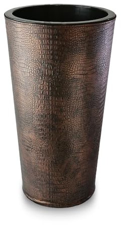 Septe Maison Deluxe Vaso da Arredamento Interno in Eco-Pelle - Vaso da Fiori Made in Italy Artigianale con Design Moderno e Unico Ø 33 cm x H 61 cm (Pelle sintetica, Croco)