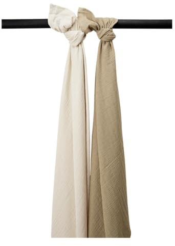 MEYCO Mullwindeln 120x120cm - 2-Pack Musselin Spucktuch Soft Sand/Taupe | 100 % weiche Baumwolle - Pre Washed Musselin - Oeko Tex zertifiziert - saugfähig, hautfreundlich & schnelltrocknend