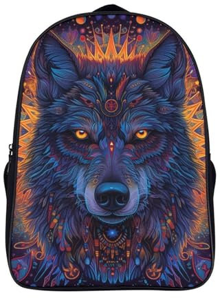 UFAZEHDNS Wolf Kinderrucksäcke Grundschule Schultasche Schulrucksack Für Mädchen Jungen Cartoon Schulranzen Für Grundschüler 40x28x16cm