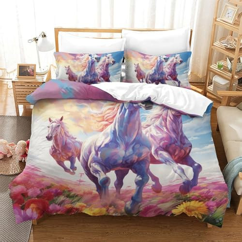 NoveAurora 3 Pc Polyester-Mikrofaser Bettbezug Mit Kissenbezug Modern Mit Reißverschluss Bettwäsche-Set Für Schlafzimmer Für Erwachsene