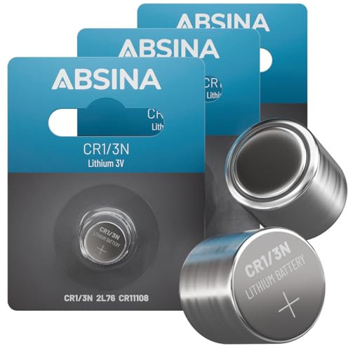 ABSINA 3X Pile CR1/3N au Lithium 3V - Pile DL1/3N Anti-Fuite & Longue durée de Vie - Batterie 3V avec 160mAh - DL 1/3N, 2L76