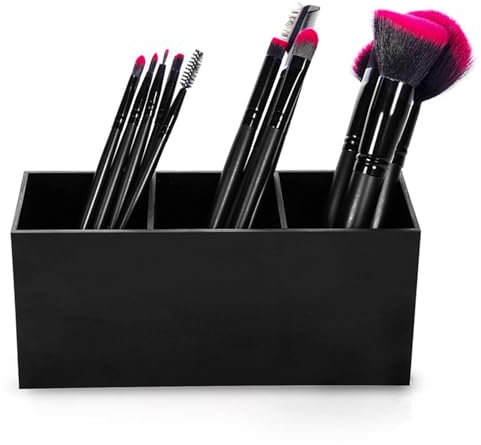 Kosmetik Organizer, Kosmetik Pinselhalter mit 3 Fächer, Acryl Kosmetik Make Up Pinsel Organizer Kosmetikpinsel Behälter, Schminkpinsel Aufbewahrung für Pinsel Eyeliner Lippenstift Lipgloss Liner
