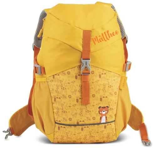 minimutz Wanderrucksack Kinder - Personalisiert mit Name - Kinderrucksack Outdoor Mädchen Jungen - Reise-Rucksack recycelt ab 3 Jahren Tiger