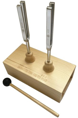 MIMIRACLE 432Hz 528Hz Tuning Fork Set with Resonance Box for Healing | Stainless steel forks with wooden resonance box, clear vibration, ideal for meditation, yoga, sound therapy and relaxation