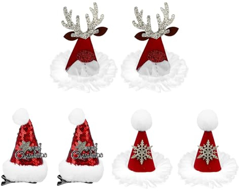 TOYANDONA 6stücke Weihnachtsmützen-haarspangen für Junge Mädchen Hut-design Haarspangen Weihnachtskopfschmuck Dekorative Requisiten für Partys