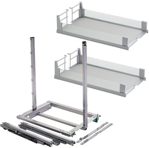 DISPENSA junior III Apothekerauszug silbergrau für Korpusbreite 300 mm | mit ARENA Glasrahmen Tablaren