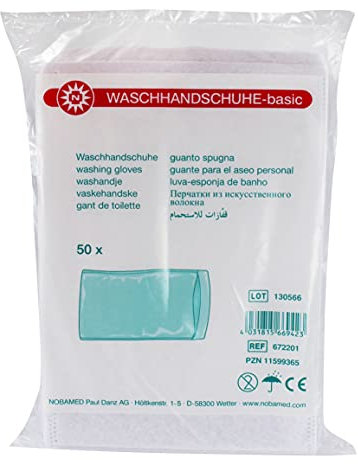 Noba Waschhandschuhe-basic gesiegelte beidseitige Waschh. aus 60g/qm Vliesstoff (20 Packungen (1000 Stück))