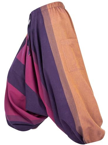 Kunst und Magie Unisex Haremshose OneSize mehrfahrbig, Größe:One Size, Farbe:Braun/Pink