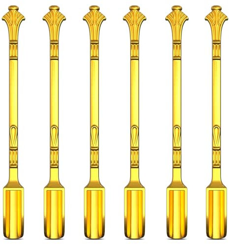 HUELE 6 Stück Gold Schnupftabak Löffel Mikrolöffel Spatel Medizin Löffel