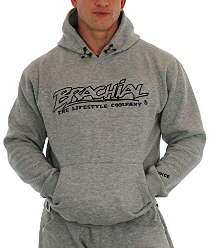 Brachial Premium Herren Kapuzenpullover Gain Graumeliert 4XL - Hoodie Sweatshirt Pullover mit Kapuze für Bodybuilder Sportler