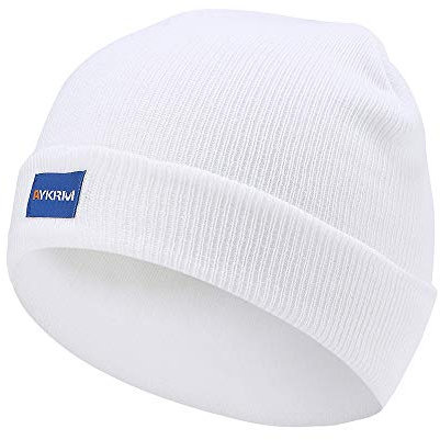 AYKRM 9 colors Hi Visibility Hat Beanie Hi-Vis Knitted Winter Hat (white, 55-61cm)