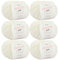 Merino Wolle -6x Merino pure natur (Fb 4800)- 6 Knäuel Merino Wolle natur + GRATIS Label - Merinowolle extrafein - 50g/65m - Nadelstärke 6-7mm - Merinowolle Rundschal - Merinowolle chunky