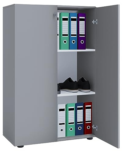 VCM Büroschrank mit 3 Fächern | moderner Aktenschrank mit Drehtüren | Maße ca. B. 70 x H. 110 x T. 40 cm – Lona 3-Fach