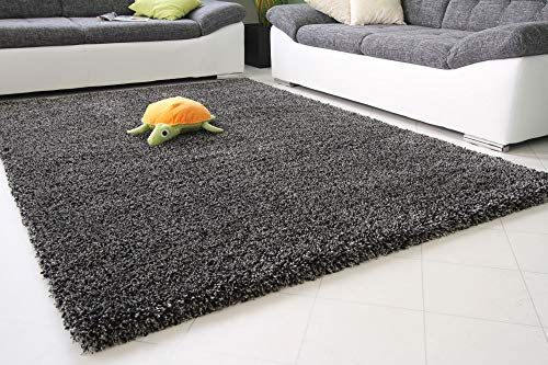 Shaggy Teppich Hochflor Langflor Funny XXL Top Qualität Super Dick und Weich Uni anthrazit, Größe: 160x230 cm