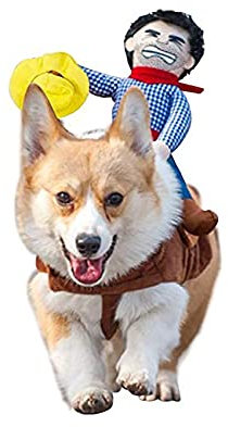 T2Y Cowboy Rider Hundekostüm für Hunde Kleidung Ritter Stil mit Puppe und Hut für Halloween Tag Haustier Kostüm (S Größe