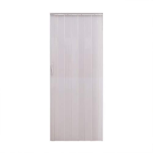 PVC Folding Door Magnetic Catch PVC Concertina Accordion Door Gloss 84x203cm 6mm Thick (White)