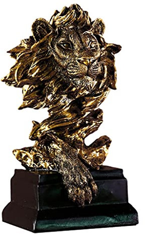 Gazechimp Löwe Statue, Löwen Skulptur Dekoration aus Harz, Moderne Figur Statue Deko für Haus Dekoration, Wohnzimmer, Schlafzimmer, Büro, Weinschrank, Kreative Geschenk, 7,5x5,9x12,6 Zoll, Gold