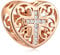 Rose Gold Faith Cross Heart Charms with Clear CZ, fits Pandora Christian Easter Bracelet, 925 Sterling Silver Religious Cross Prayer Beads, Gifts for Grandma/Mothers Day