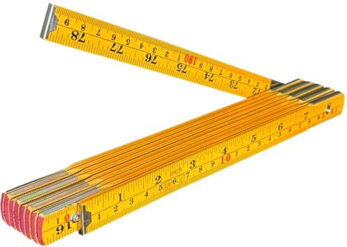 Binzer Folding Ruler, Foldable Ruler, Wooden Stick Ruler, Folding Yard Stick, Inch & Metric (6-foot-6-inch/2-Meter), Foldable Yardstick, Carpenters - Sewing - General Use