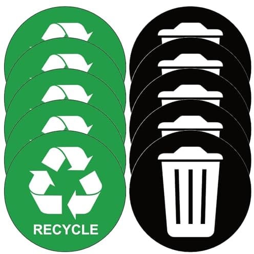 Haobase 5 Paar Recycling Schild Aufkleber, Mülltonnen Aufkleber, selbstklebendes Vinyl 7cm x 7cm