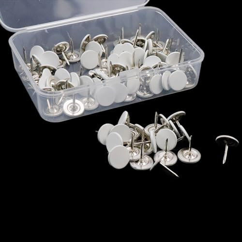 Woogim 100 puntine piatte bianche per mobili, divani, mini chiodi decorativi per mobili fai da te
