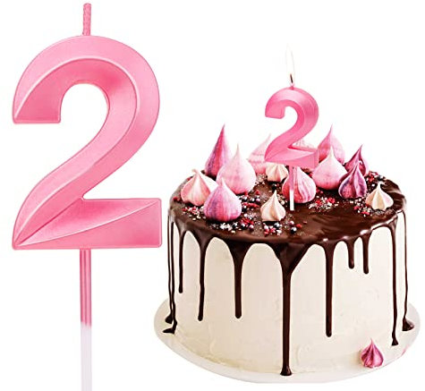 Geburtstag Nummer Kerzen, Zahlenkerze Rosa Mädchen Geburtstagskerzen Kuchen Kerzen Zahl 2 Glitzer Kuchen Topper Dekoration für Hochzeit Geburtstag Jubiläum Feier Abschluss, Rosa (2)