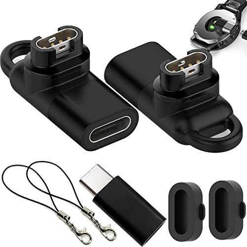 2er-Pack USB-C-Ladeadapter Kompatibel mit Garmin Fenix ​​​​7/7S/7X/6/6X/6S/Instinct 2/2S/Venu 2/2S/2 Plus Tragbarer USB-C Ladeadapter Kompatibel für Garmin