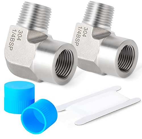 ERGAOBOY 2 uds 1/4 hembra BSP x 1/4 macho BSProsca forjada de acero inoxidableconector de codo de 90 gradosaccesorios de tubería SUS 304