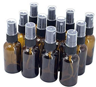 Topsky 12×30ml Leer-Sprühflaschen aus UV-beständigem Glas mit feinem Zerstäuber – Ideal für ätherische Öle, Parfums und Haarfestiger (Braun)