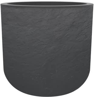 EDA - Pot Rond 50 cm Volcania'Up 67 L - Décor Imitation Pierre - Simple Paroi - Zone de Rétention d'eau - Ø 48,5 x H.46,2 cm - Gris Anthracite