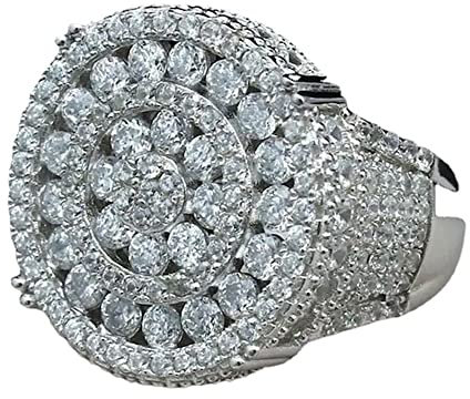 Eleganter aushöhlen runder Kristall Damen Ring Micro gepflastert voller Bling Iced Out Zirkon für Frauen Männer Party Schmuck