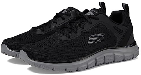 Skechers Track Broader, Zapatillas de Deporte Hombre, Black Mesh Pu Charcoal Trim, 42.5 EU