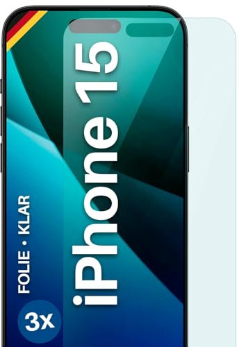 moex FlexProtect Schutzfolie kompatibel mit Apple iPhone 15 Displayschutz nur 0.2 mm dünn, Folie für das Display, HD Ultra klar und extra kratzfest - 3 Stück
