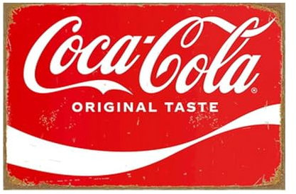 Xanovir Cartel de metal con diseño de Coca-Cola, decoración de pared vintage, sabor original de Coca Cola, para pub, restaurante, cafetería, club, placa de pared de cueva de hombre, 8 x 12 pulgadas
