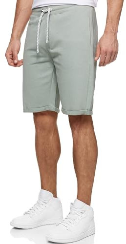 Indicode Herren Aldrich Sweatshorts mit Kordelzug | Herrenshorts Sportshorts für Männer S, Slate Gray