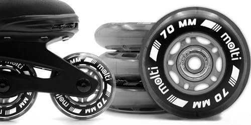 Molti Räder mit Kugellager MOLTI ABEC9 8er- Pack Indoor-/Outdoor-Rollschuh Räder Inlin-Skates Freizeitspaß (transparent, 70 mm)