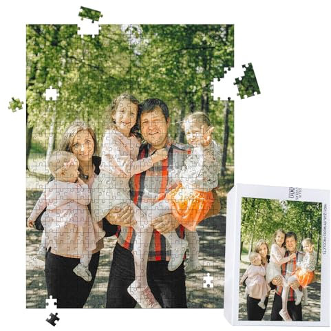 MJARTORIA Personalisiert Puzzle Holz Selbst Gestalten 200 300 500 1000 1500 Teile, Fotopuzzle mit Eigenem Bild Text Namen Geschenk für Erwachsene Jungen Mädchen Kinder
