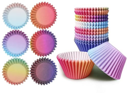Gcardist Groß Muffinförmchen Cupcake Becher 300 Stück Lebensmittelqualität Verlauf Design Muffinpapier Backförmchen Cupcake Hüllen (Große Größe)