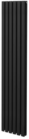 Radiateur à Colonne Ovale 1800mm x 360mm, Chauffage Moderne Vertical à Tube Ovale en Acier au Carbone Noir Mat, Cuisine Salon Salle de Bain [Brosse, Attaches Murales & Supports INCLUS]