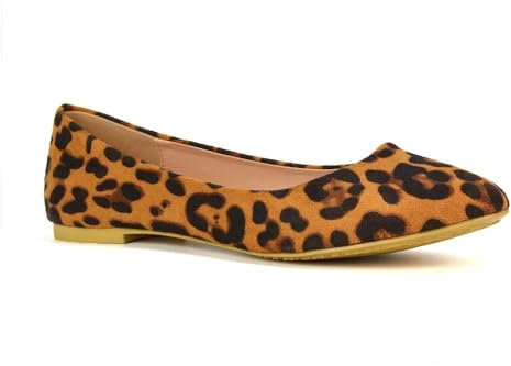 Wome's Flat Slip On Pumps Ladies Synthetic Anmial Print Ballet Dolly Shoes Size 4