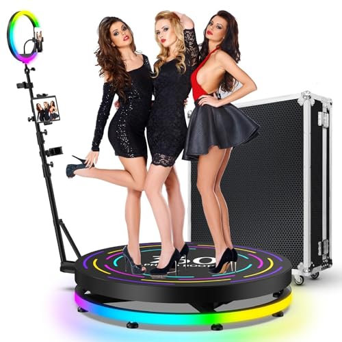 360 Photo Booth Machine 360 Spin Camera Booth Selfie Platform With Ring Light Free Logo Custom App/Remote Control For Wedding Party 68CM