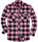 siliteelon Herrenhemd Langarm Kariert Flanell Shirt Baumwolle Holzfällerhemd Regular Fit für Arbeit Jagen Rosa XL